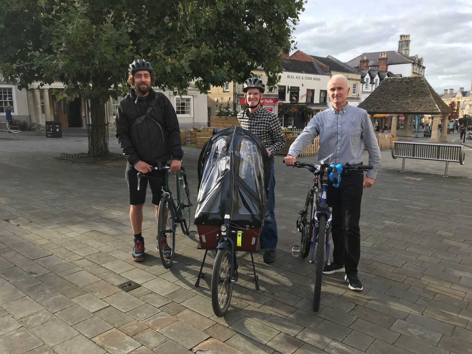 L to R - Cycle Chippenham's Rob Elkins, Treasurer, Laurence Cable, Vice Chair, Nick Murry, Cha